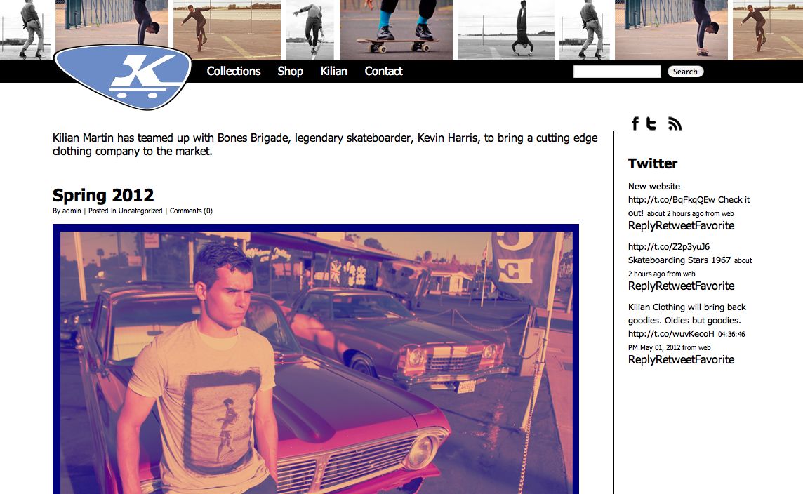 Kilian Clothing – Clothing about the birth of Skateboarding.